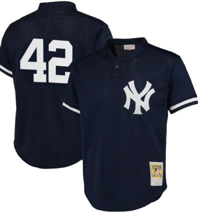 New York Yankees Mariano Rivera Navy Throwback Mesh Pullover Jersey