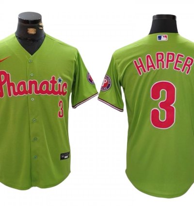 Philadelphia Phillies 3 Bryce Harper Green Fashion Jersey
