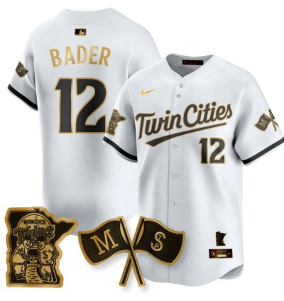Harrison Bader Jersey 12 Minnesota Twins Alternate Limited Stitched White Gold