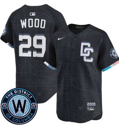 James Wood Jersey 29 Washington Nationals 2025 City Connect Premier Limited Stitched Navy