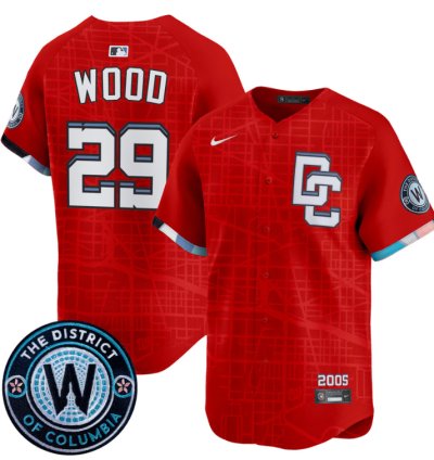 James Wood Jersey 29 Washington Nationals 2025 City Connect Premier Limited Stitched Red