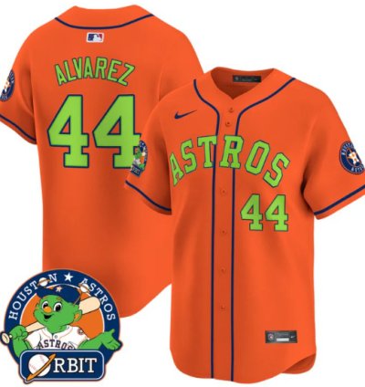 Yordan Álvarez Jersey 44 Astros Orbit Patch Vapor Premier Limited V2 Stitched Orange