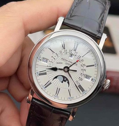 Patek Philippe Perpetual Calendar White Gold Automatic Watch 38mm Perpetual Calendar