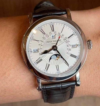 Patek Philippe Perpetual Calendar White Gold Automatic Watch 38mm Perpetual Calendar