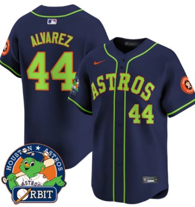 Yordan Álvarez Jersey 44 Astros Orbit Patch Vapor Premier Limited V2 Stitched Navy