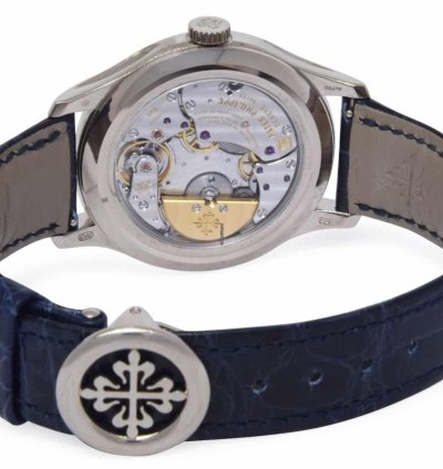 Patek Philippe Perpetual Calendar White Gold Blue Dial Mens 39mm Watch 5327g