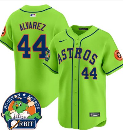 Yordan Álvarez Jersey 44 Astros Orbit Patch Vapor Premier Limited V2 Stitched Green