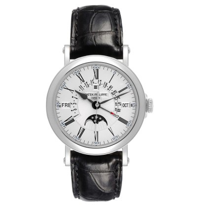 Patek Philippe Perpetual Calendar White Gold Silver Dial Mens Watch 5159