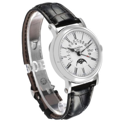Patek Philippe Perpetual Calendar White Gold Silver Dial Mens Watch 5159
