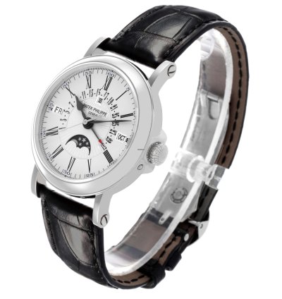 Patek Philippe Perpetual Calendar White Gold Silver Dial Mens Watch 5159