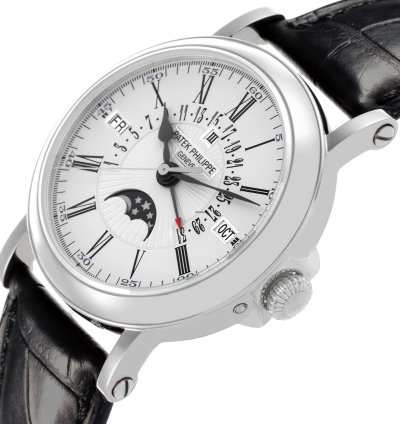 Patek Philippe Perpetual Calendar White Gold Silver Dial Mens Watch 5159