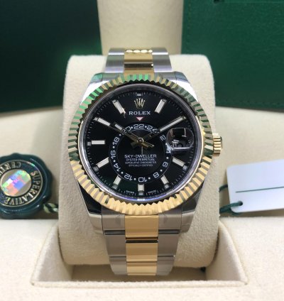Rolex Sky-dweller Stainless Steel Yellow Gold Black Dial 2022