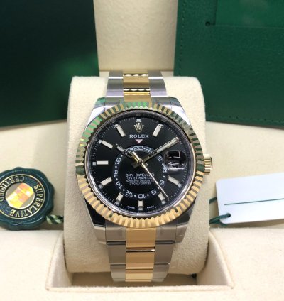 Rolex Sky-dweller Stainless Steel Yellow Gold Black Dial 2022