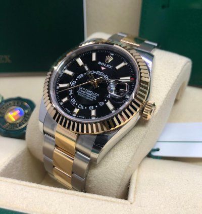 Rolex Sky-dweller Stainless Steel Yellow Gold Black Dial 2022