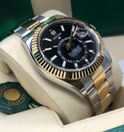Rolex Sky-dweller Stainless Steel Yellow Gold Black Dial 2022