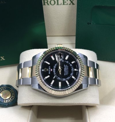 Rolex Sky-dweller Stainless Steel Yellow Gold Black Dial 2022