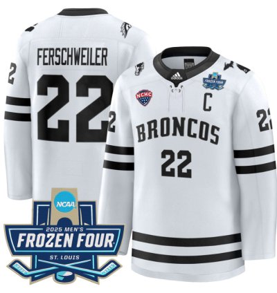Pat Ferschweiler Jersey 22 Western Michigan Broncos 2025 Frozen Four Patch Stitched White