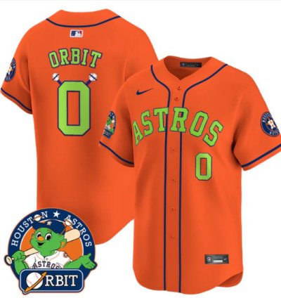Orbit Jersey 0 Astros Orbit Patch Vapor Premier Limited V2 Stitched Orange