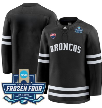 Team Jersey Blank Western Michigan Broncos 2025 Frozen Four Patch Premium Stitched Black