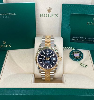 Rolex Sky-dweller Stainless Steel Yellow Gold Black Dial Jubilee 2023
