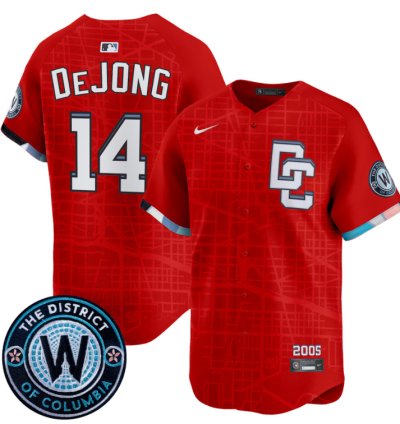Paul Dejong Jersey 14 Washington Nationals 2025 City Connect Premier Limited Stitched Red