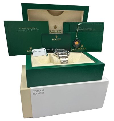 Rolex Daytona Unworn 2023 Papers Rolex Daytona Cosmograph Blue 18k White Gold Watch 116509