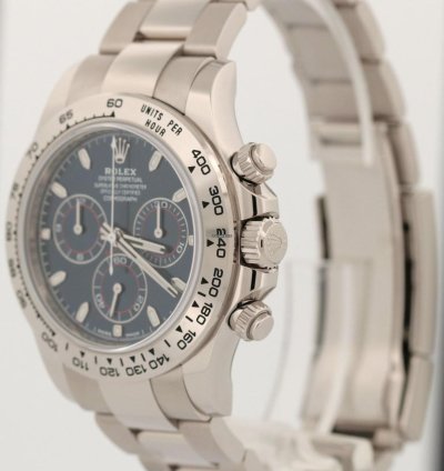 Rolex Daytona Unworn 2023 Papers Rolex Daytona Cosmograph Blue 18k White Gold Watch 116509