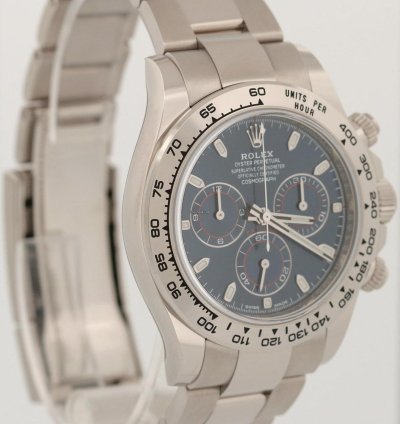 Rolex Daytona Unworn 2023 Papers Rolex Daytona Cosmograph Blue 18k White Gold Watch 116509