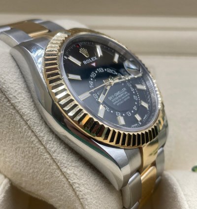 Rolex Sky-dweller Steel Gold Oyster Black Dial New Unworn 2023 Full Set