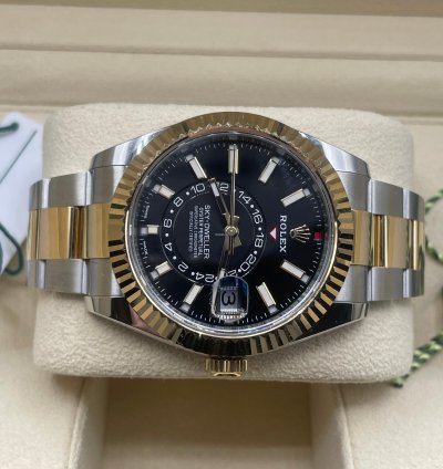 Rolex Sky-dweller Steel Gold Oyster Black Dial New Unworn 2023 Full Set