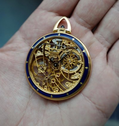Patek Philippe Pocket Watch Yellow Gold Skeleton Enamel Pocket Watch Ref 899