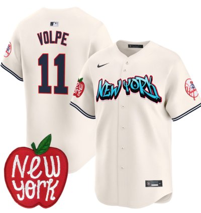 Anthony Volpe Jersey 11 New York Yankees Apple Patch Vapor Premier Limited Stitched Cream