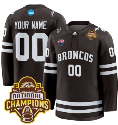 Custom Western Michigan Broncos Jersey 2025 National Champions Patch Premium Stitched Brown