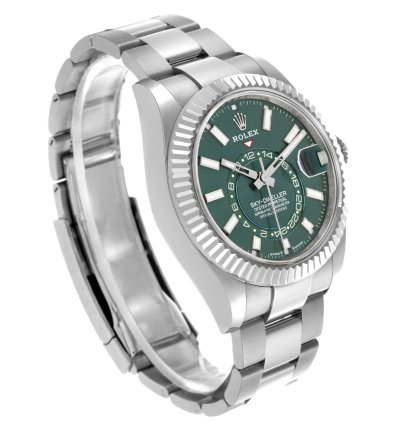 Rolex Sky-dweller Steel White Gold Green Dial Mens Watch 336934 Unworn
