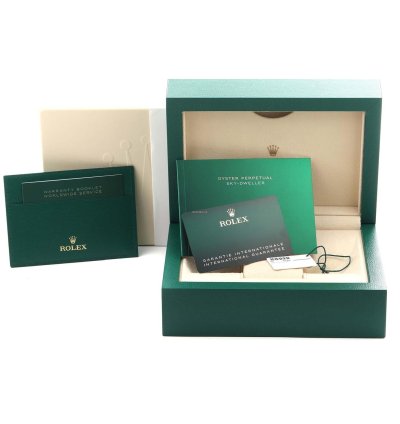 Rolex Sky-dweller Steel White Gold Green Dial Mens Watch 336934 Unworn
