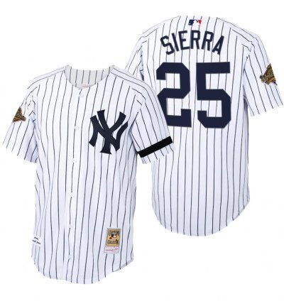 New York Yankees Ruben Sierra White 1996 World Series Throwback Jersey