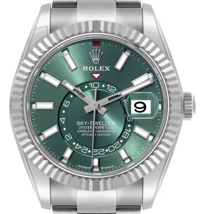 Rolex Sky-dweller Steel White Gold Green Dial Mens Watch 336934 Unworn 2025