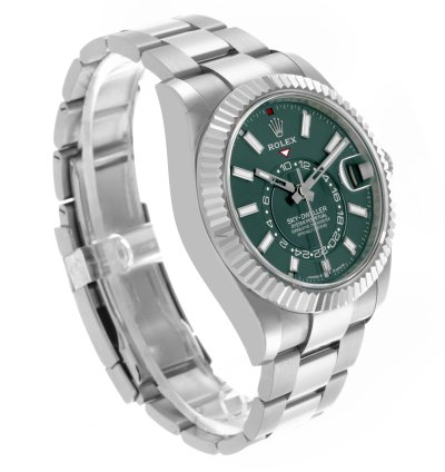 Rolex Sky-dweller Steel White Gold Green Dial Mens Watch 336934 Unworn 2025