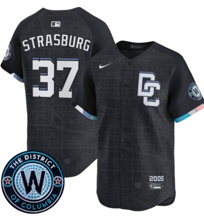 Stephen Strasburg Jersey 37 Washington Nationals 2025 City Connect Premier Limited Stitched Navy