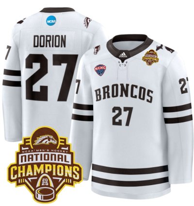 Dan Dorion Jersey 27 Western Michigan Broncos 2025 National Champions Patch Premium Stitched White