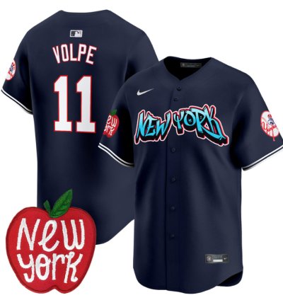Anthony Volpe Jersey 11 New York Yankees Apple Patch Vapor Premier Limited Stitched Navy