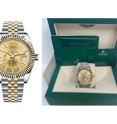 Rolex Sky-dweller Two-tone Stainless Steel - Yellow Gold Champagne Index Dial Jubilee 326933