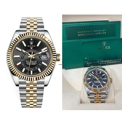 Rolex Sky-dweller Two-tone Yellow Gold Black Index Dial 326933