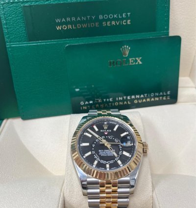 Rolex Sky-dweller Two-tone Yellow Gold Black Index Dial 326933