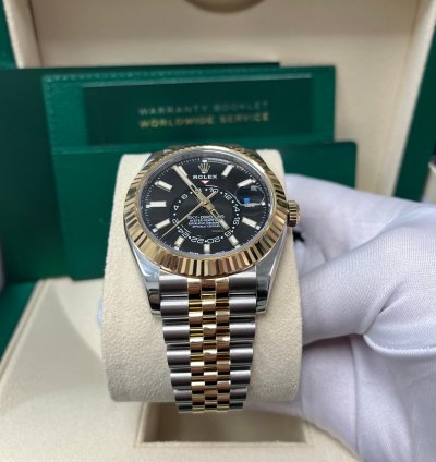 Rolex Sky-dweller Two-tone Yellow Gold Black Index Dial 326933