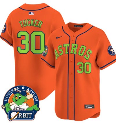 Kyle Tucker Jersey 30 Astros Orbit Patch Vapor Premier Limited V2 Stitched Orange