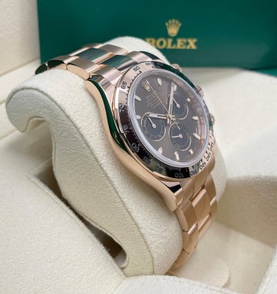 Rolex Daytona Unworn Complete Set Daytona 116505 Chocolate Index Dial Rose Gold Oyster Bracelet 40mm