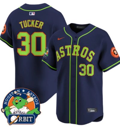 Kyle Tucker Jersey 30 Astros Orbit Patch Vapor Premier Limited V2 Stitched Navy