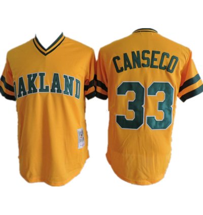 Oakland Athletics Jose Canseco Yellow Throwback Pullover Jersey