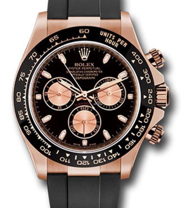 Rolex Daytona Unworn Complete Set Daytona Rose Gold 116515 Black Dial Oysterflex Rubber Band